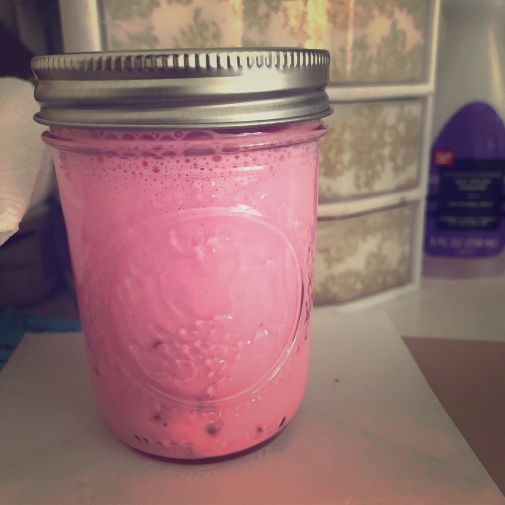 Pink slime  with pink and white beads